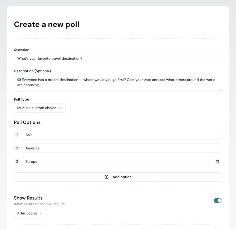 Create quiz interface